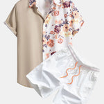 Ensemble Améline — chemise patchwork à imprimé floral & short de bain