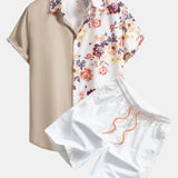 Ensemble Améline — chemise patchwork à imprimé floral & short de bain
