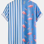 Ensemble — chemise à empiècements rayés et flamants roses & short de bain