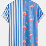 Ensemble — chemise à empiècements rayés et flamants roses & short de bain