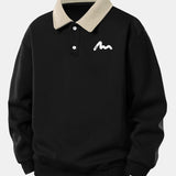 Ensemble Améline — sweat polo contrastant à imprimé lettres & pantalon de jogging à plis