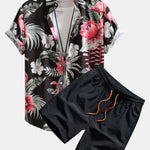 Ensemble — chemise à imprimé flamants roses et fleurs & short de bain