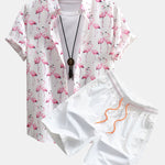 Ensemble Améline — chemise à imprimé flamants roses & short de bain