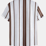 Ensemble — chemise cubaine en lin rayé & pantalon en lin à jambe droite