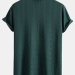 Ensemble — chemise cubaine texturée à losanges coupe ajustée & pantalon en lin à jambe droite