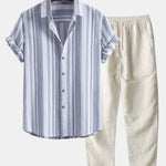 Ensemble Sidonie — chemise en lin rayé & pantalon en lin à jambe droite