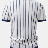 Ensemble — chemise en maille rayée & pantalon en lin à jambe droite