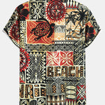 Ensemble — chemise à imprimé géométrique ethnique, palmiers et tortues & short de bain