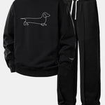 Ensemble — sweat à imprimé teckel & pantalon de jogging à plis