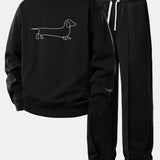 Ensemble — sweat à imprimé teckel & pantalon de jogging à plis