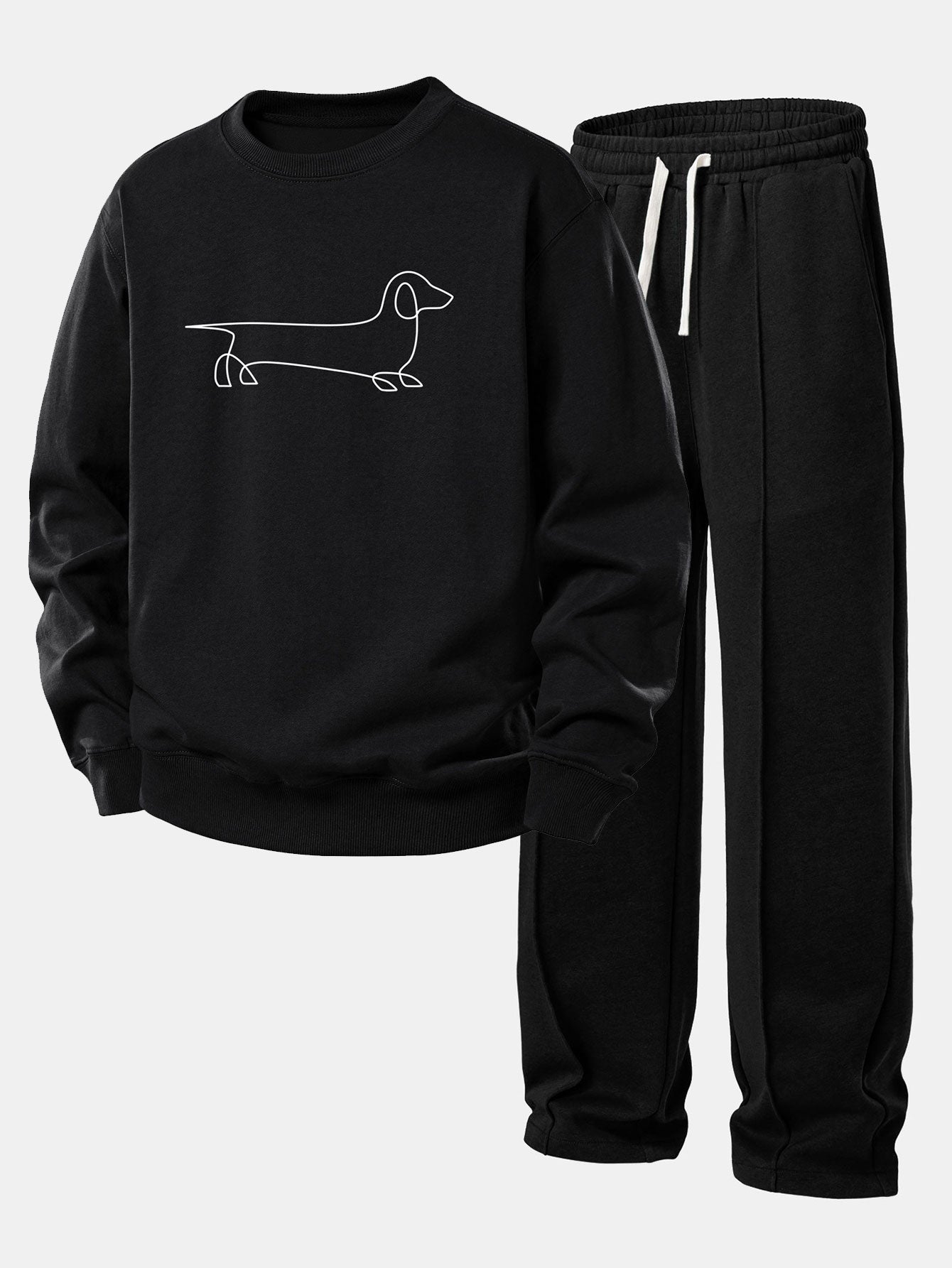 Ensemble — sweat à imprimé teckel & pantalon de jogging à plis
