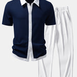 Ensemble Améline — chemise côtelée contrastante & pantalon côtelé à jambe droite