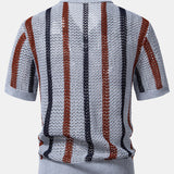 Ensemble — polo crocheté rayé à col V & short texturé froissé à cordon