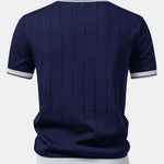 Ensemble — polo côtelé en maille à col Johnny et bordure contrastante & pantalon fuselé
