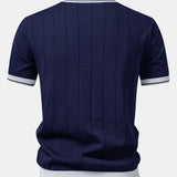 Ensemble — polo côtelé en maille à col Johnny et bordure contrastante & pantalon fuselé