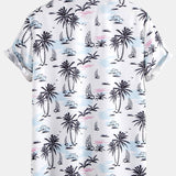 Ensemble — chemise à imprimé palmiers et voiliers & short de bain mi-long à cordon