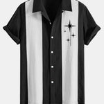 Chemise bowling patchwork en lin à imprimé étoiles mid-century