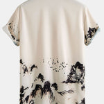 Ensemble — chemise à imprimé montagne à l'encre & short de bain mi-long à cordon