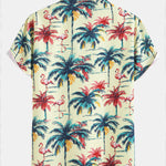 Ensemble — chemise à imprimé flamants roses et palmiers coupe décontractée & short de bain