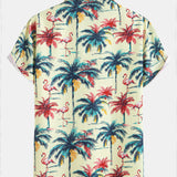 Ensemble — chemise à imprimé flamants roses et palmiers coupe décontractée & short de bain