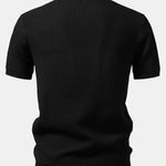 Ensemble — polo en maille rayée à col Johnny & pantalon côtelé à jambe droite