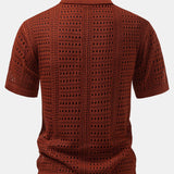 Ensemble — polo crocheté à col V & pantalon texturé froissé à jambe droite