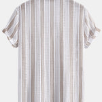 Ensemble — chemise cubaine en maille rayée & pantalon texturé froissé à jambe droite