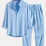 Ensemble Capucine — chemise côtelée à col officier et manches longues coupe ajustée & pantalon côtelé