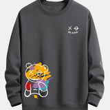 Ensemble — sweat à col rond coupe décontractée à imprimé ours graffiti & pantalon de jogging