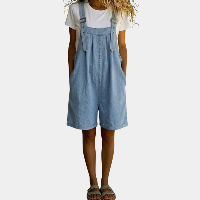 Salopette Short en Coton Aspect Jean