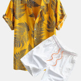 Ensemble Capucine — chemise à imprimé plantes tropicales & short de bain