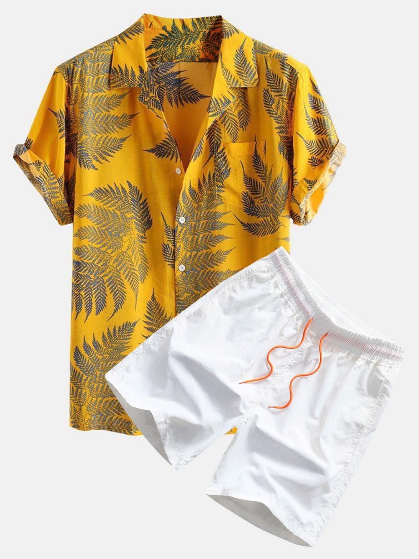Ensemble Capucine — chemise à imprimé plantes tropicales & short de bain