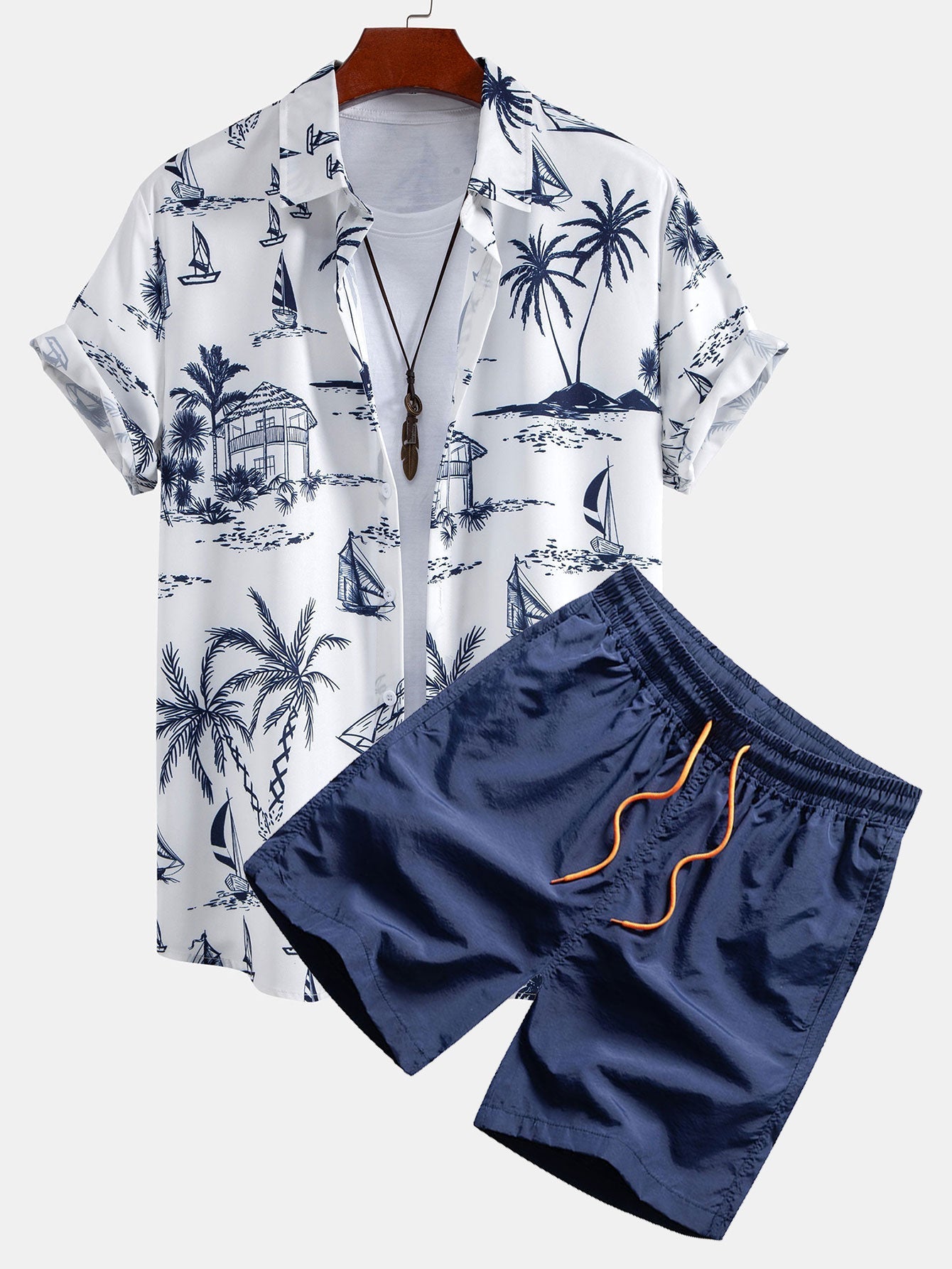 Ensemble — chemise à imprimé nautique & short de bain