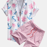 Ensemble — chemise à imprimé coraux et ancres & short de bain