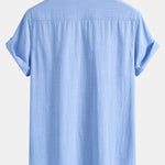 Ensemble — chemise en lin à manches courtes & short texturé froissé à cordon
