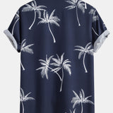 Ensemble — chemise à imprimé palmiers & short à cordon en lin et coton