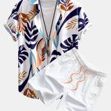 Ensemble — chemise à imprimé feuilles colorées & short de bain