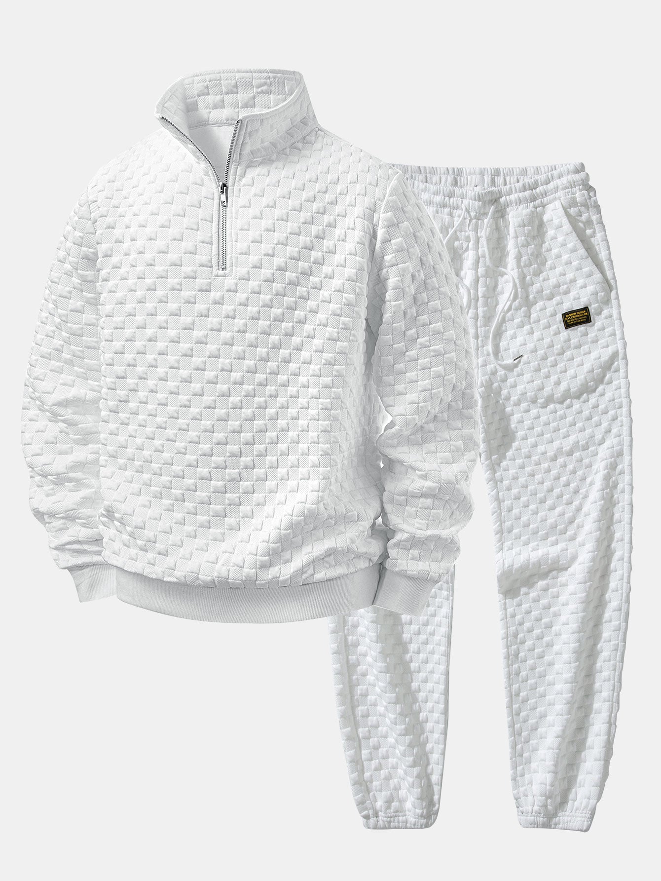 Ensemble — sweat jacquard à damier et col zippé & pantalon de jogging