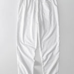 Ensemble — chemise cubaine en lin rayé & pantalon en lin à jambe droite