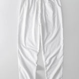 Ensemble — chemise cubaine en lin rayé & pantalon en lin à jambe droite