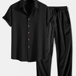 Ensemble — chemise texturée froissée & pantalon à jambe droite