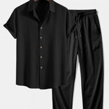Ensemble — chemise texturée froissée & pantalon à jambe droite