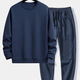 Ensemble — sweat basique à col rond coupe décontractée & pantalon de jogging