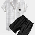Ensemble — chemise gaufrée à manches courtes & short gaufré à cordon