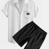 Ensemble — chemise gaufrée à manches courtes & short gaufré à cordon
