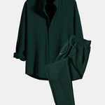Ensemble Améline — chemise côtelée à col officier et manches longues coupe ajustée & pantalon côtelé