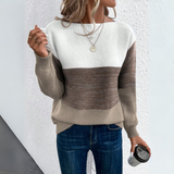 Yvette | Pull patchwork en maille à encolure bateau