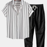 Ensemble Capucine — chemise en lin rayé & pantalon en lin à jambe droite