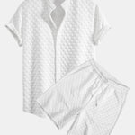 Ensemble — chemise à col officier à damier & short jacquard à damier