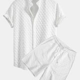 Ensemble — chemise à col officier à damier & short jacquard à damier